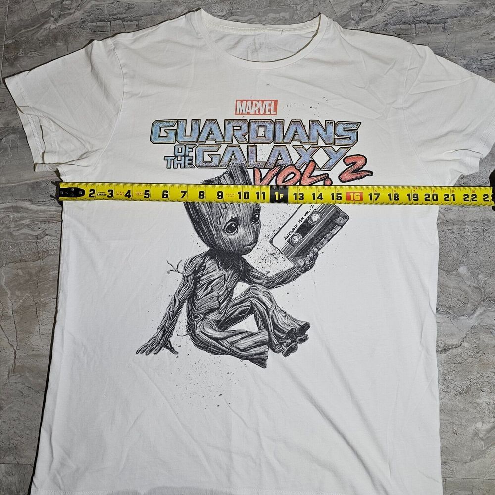 Mens Marvel T-Shirt Baby Groot Guardians of Galaxy vol. 2 Short Sleeve White - Picture 4 of 9